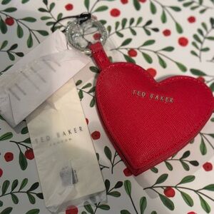 NWT Ted Baker Red Heart Double Mirrored Key Chain Charm